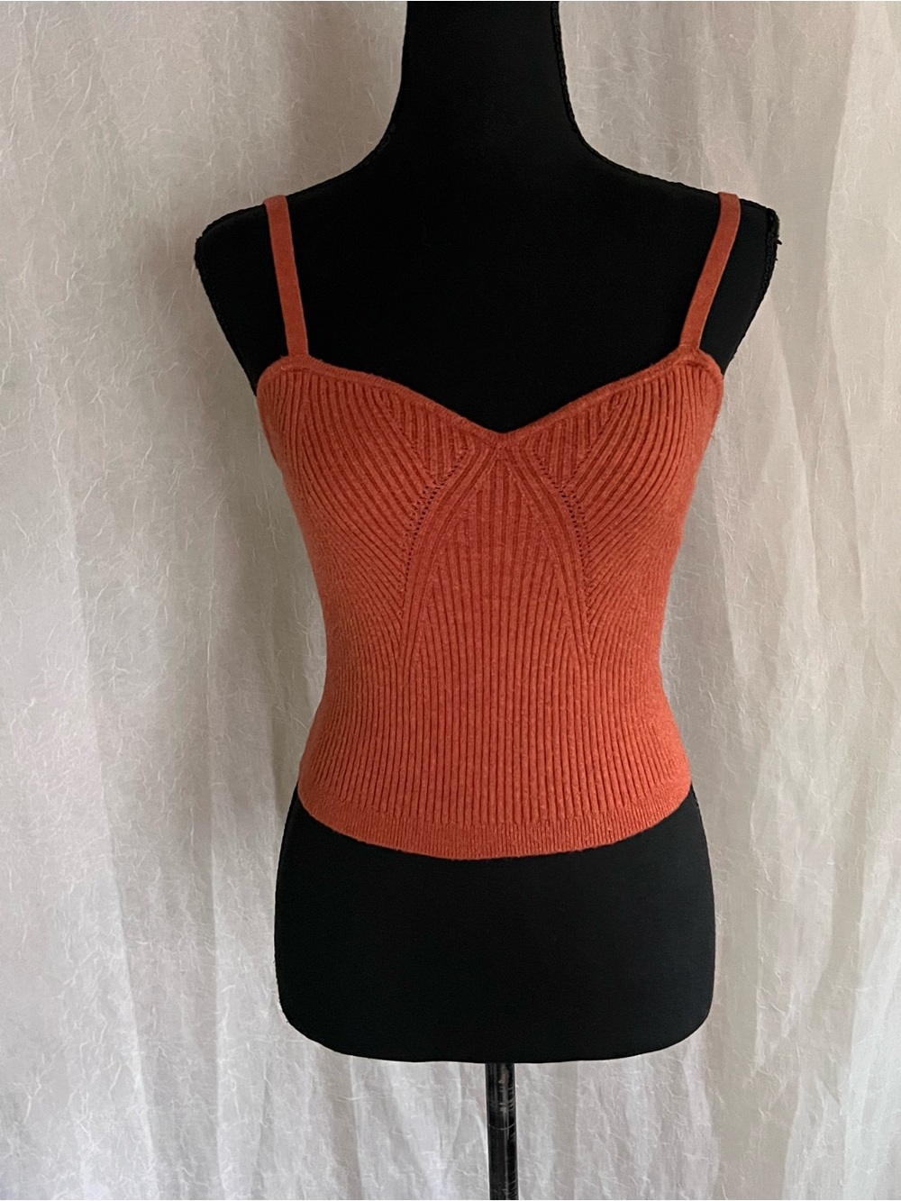 Dark orange ribbed crop top